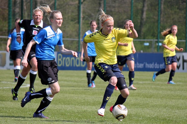 Cecilia Pedersen, der her ses i et gennembrud, scorede Brøndbys første mål.