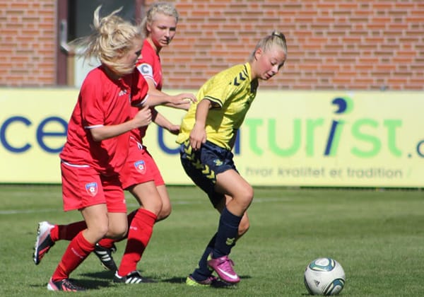 KoldingQ fik uafgjort ude mod Brøndby i lørdagens enlige U18 DM-kamp. Foto. KoldingQ