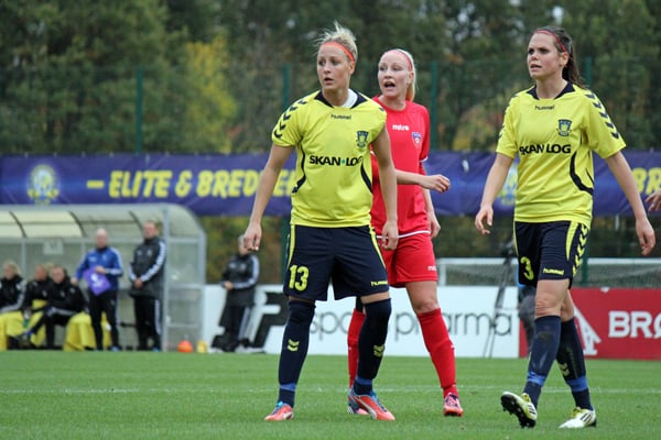 To af Brøndbys målscorere: Sanne Troelsgaard og Simone Boye, der scorede til 1-0.