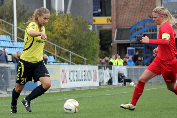 Emma Madsen, her i kamp mod KoldingQ, stod for den ene af Brøndbys to scoringer.