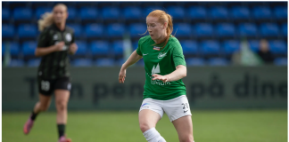 Fortuna Hjørring forlænger med svensk forsvarsspiller Tilde Johansson i aktion for Fortuna Hjørring Foto: Fortuna Hjørring